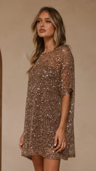 Zanthe Sequin Mini Dress - Mocha