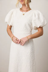Henry Textured Midi Dress in White FINAL SALE