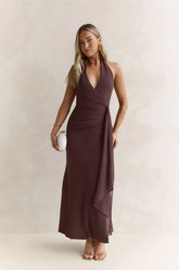 Run To You Halter Maxi Dress Brown