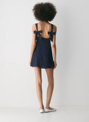 Fit-and-flare micro dress with polka dot pattern