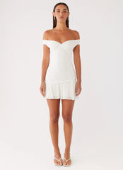 Gabby Ruffle Hem Mini Dress - Ivory