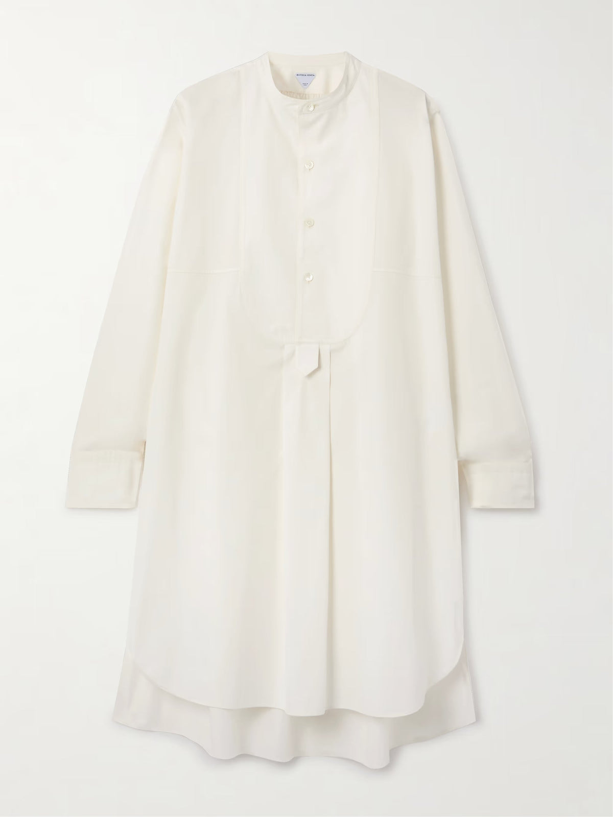 Asymmetric pleated cotton-blend poplin midi dress