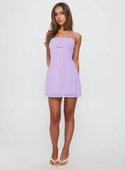 Shelley Embroidered Mini Dress Lilac