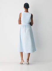 Cotton poplin midi dress with Contour bodice