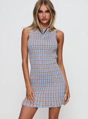 Cecilea Shirred Mini Dress Blue
