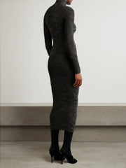 Silk-blend jacquard-knit midi dress