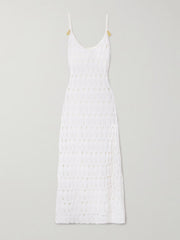 Embellished open-knit cotton and silk-blend midi dress
