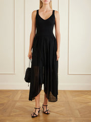 Wave ribbed-corset knitted midi dress
