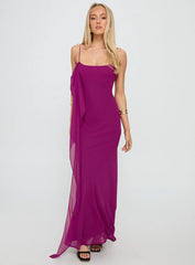 Syrina Cowl Neck Scarf Maxi Dress Berry