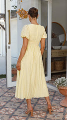 Elegant Button-Front Flowy Maxi Dress for Women