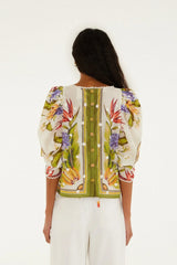 Sand Tropical Scarf Blouse