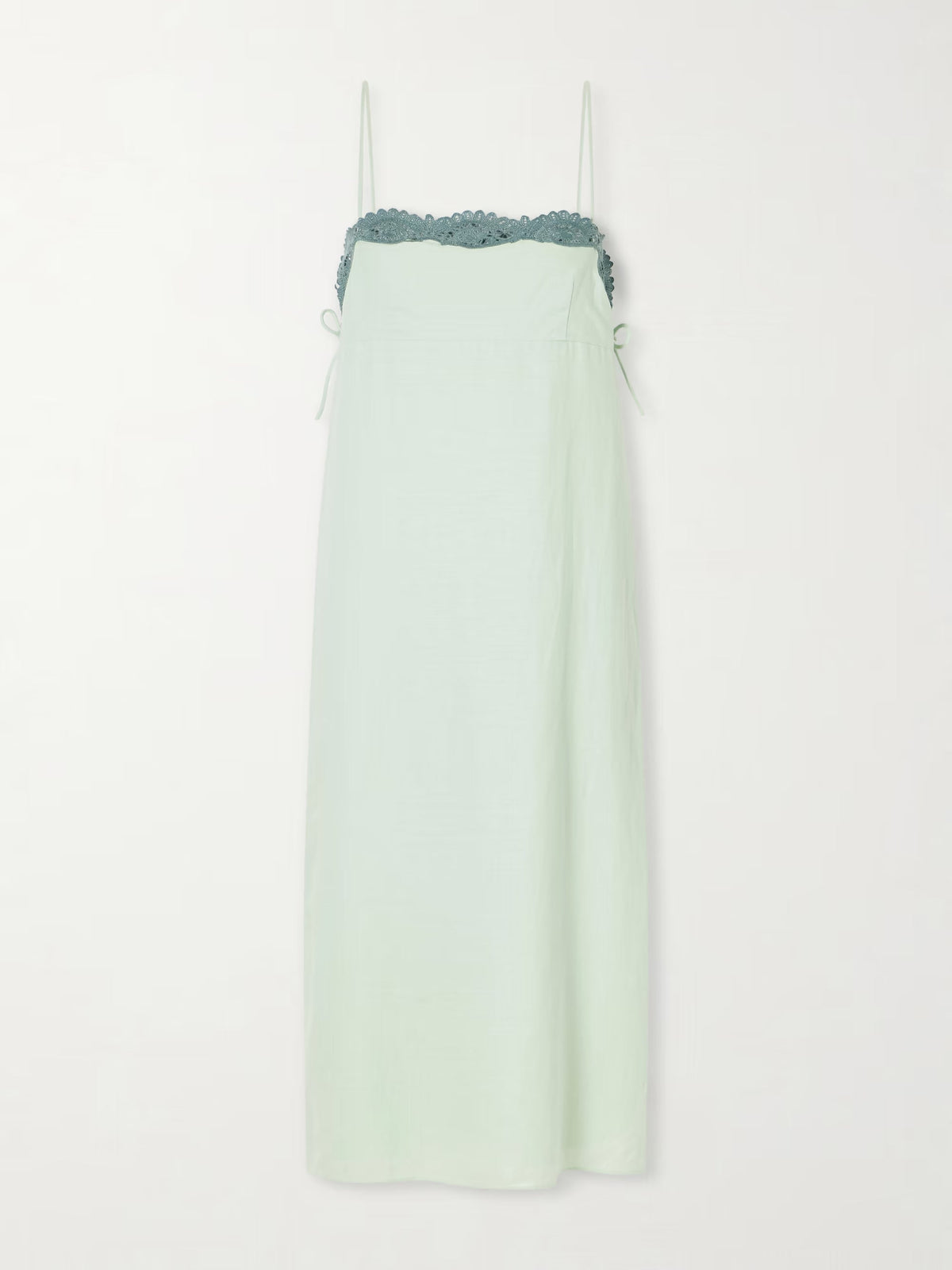 Darya lace-trimmed linen and cotton-blend midi dress