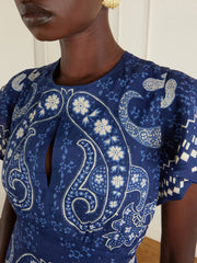 Emelina paisley-printed ramie midi dress