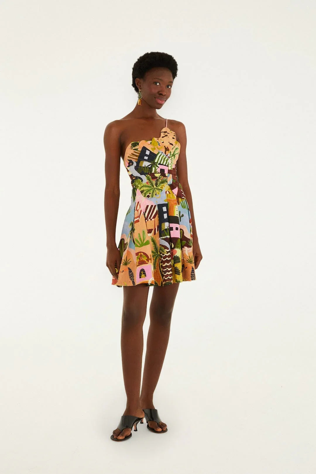 Multicolor Tropical Painting Mini Dress