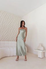 Gleam In Gold Maxi Dress Khaki