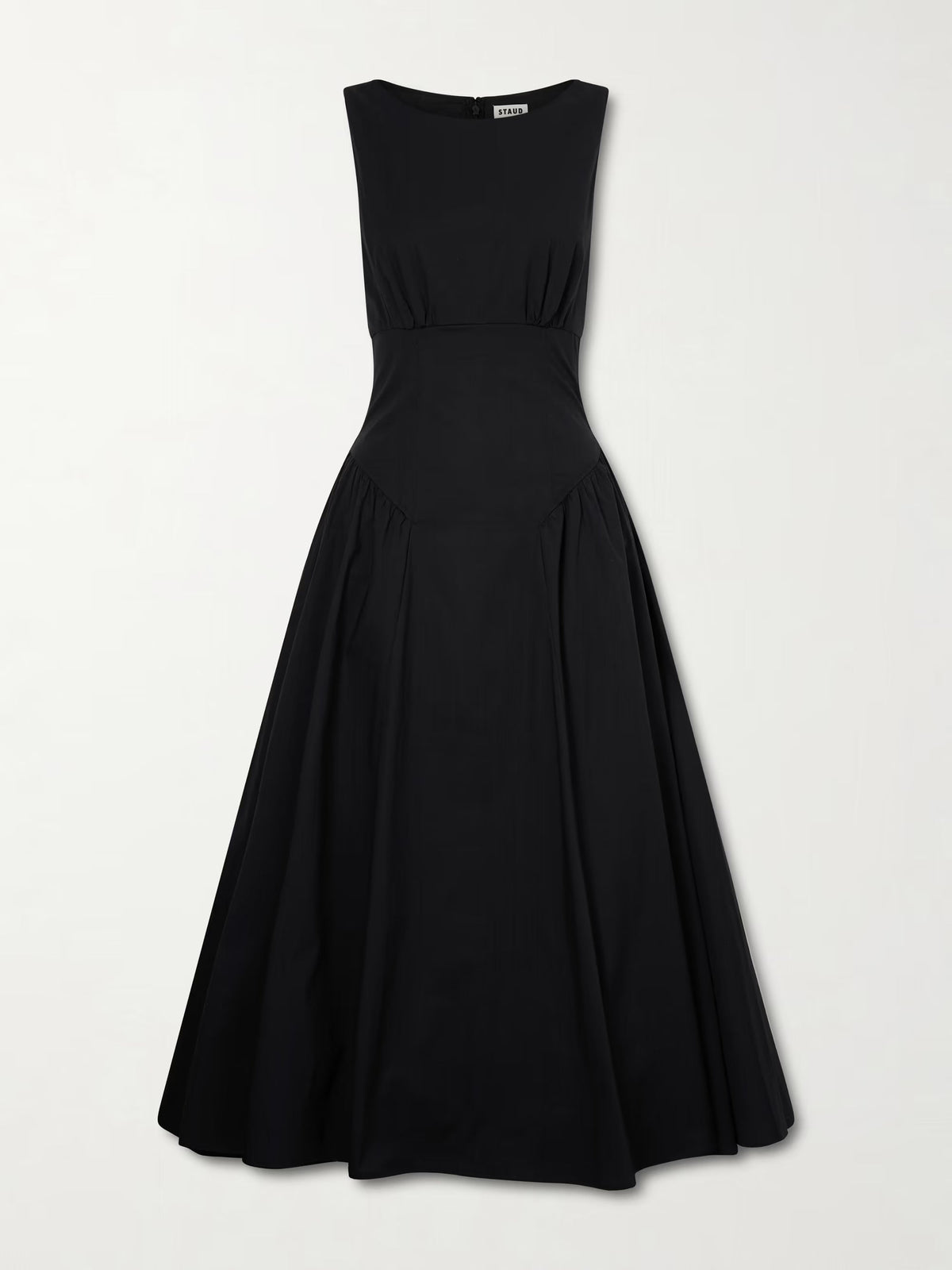 Gwen paneled pleated cotton-blend poplin midi dress