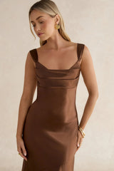 Wish From An Angel Satin Maxi Dress Brown