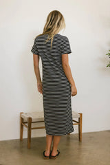 Hudson Striped T Shirt Dress in Black FINAL SALE