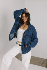Midtown Oversized Denim Jacket In Dark Wash
