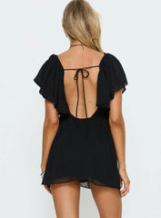 Sun Spirit Plunge Flowy Playsuit Black