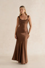 Wish From An Angel Satin Maxi Dress Brown