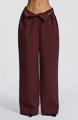 Kirsty Pants - Burgundy Pinstripe