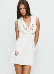 Breanda Collared Mini Dress White