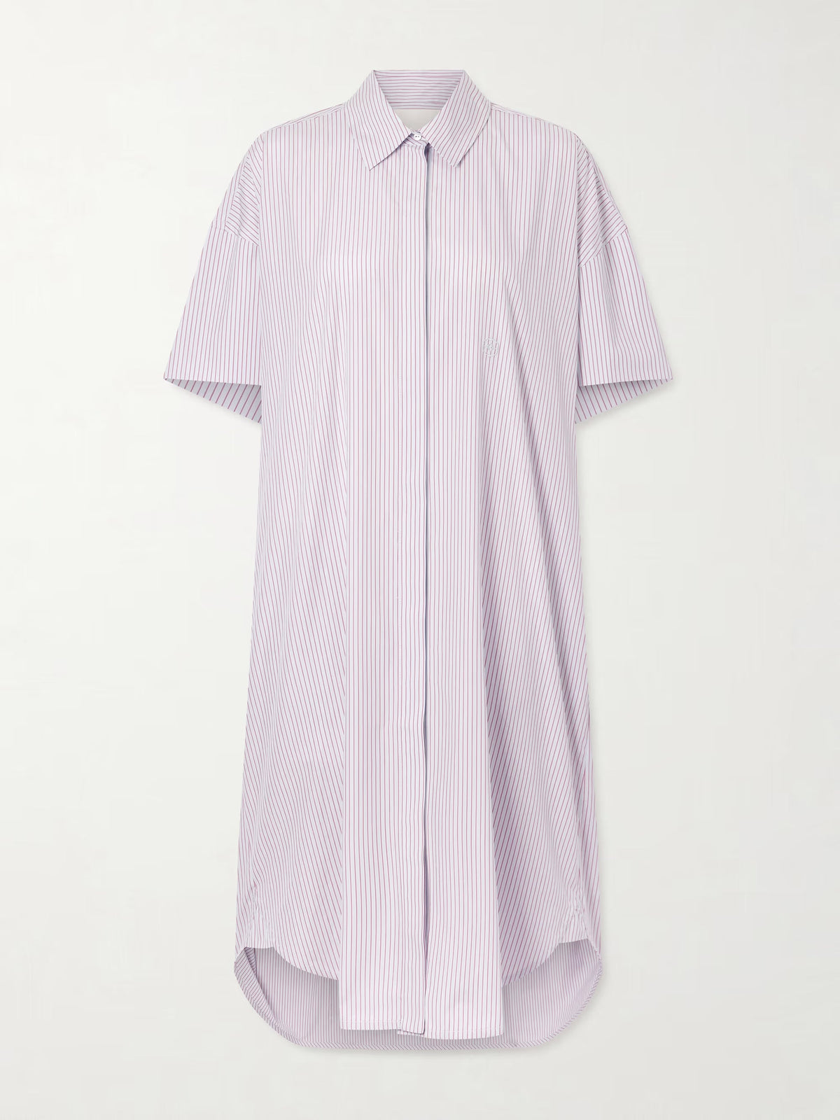 Anu embroidered striped organic cotton-poplin midi shirt dress