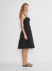 Cotton poplin tiered midi dress