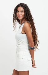 Pacsun Piper Stretch White Jean Micro Mini Skirt