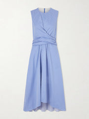 Penny striped gathered cotton midi dress