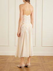 Raina ruched silk-blend midi dress