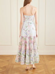 Danny belted floral-print cotton-blend voile midi dress