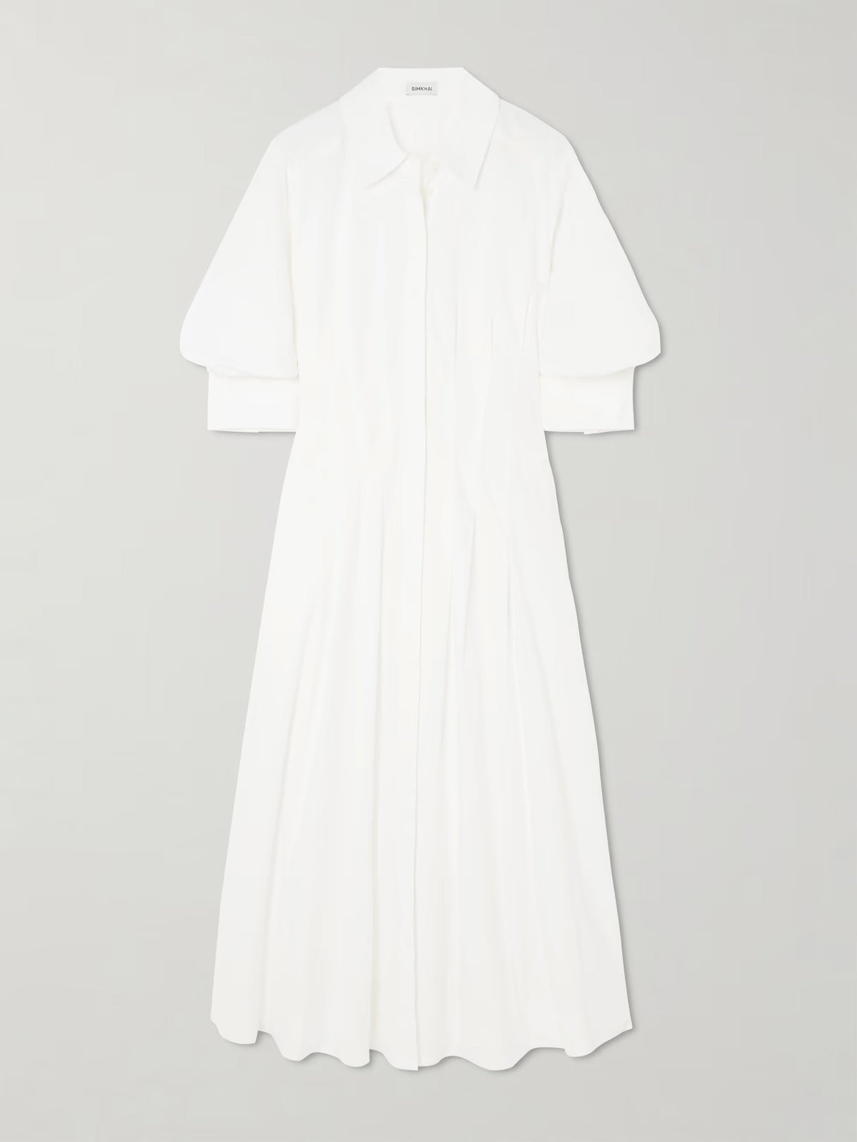 Jazz pleated cotton-blend poplin midi shirt dress