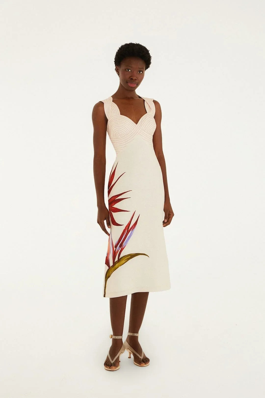 Sand Strelitzia Midi Dress