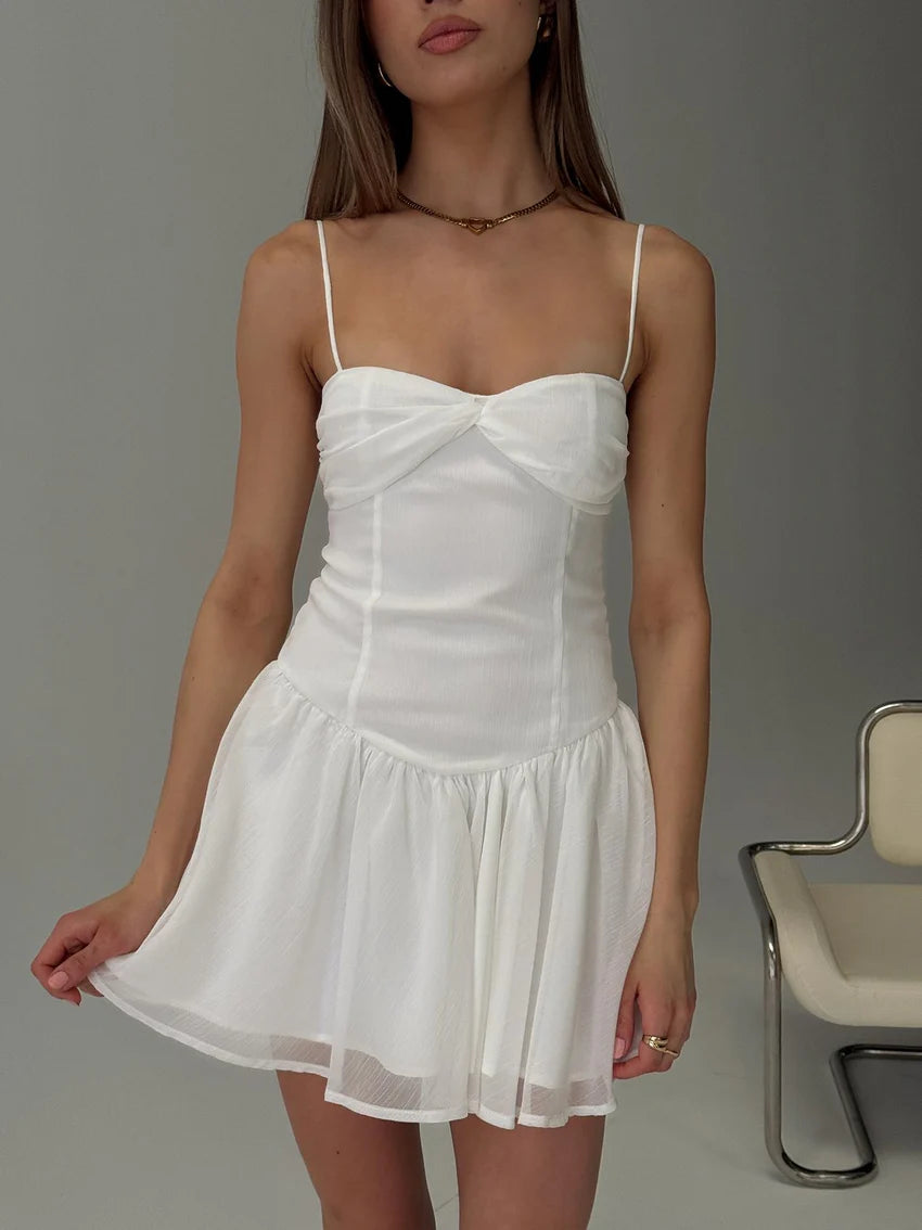 So At Peace Sweetheart Drop Waist Mini Dress White