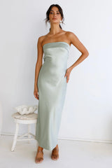 Gleam In Gold Maxi Dress Light Green