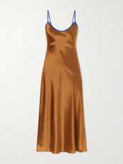 Bias silk-charmeuse slip midi dress
