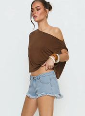 Posse Distressed Micro Denim Shorts Light Blue Wash