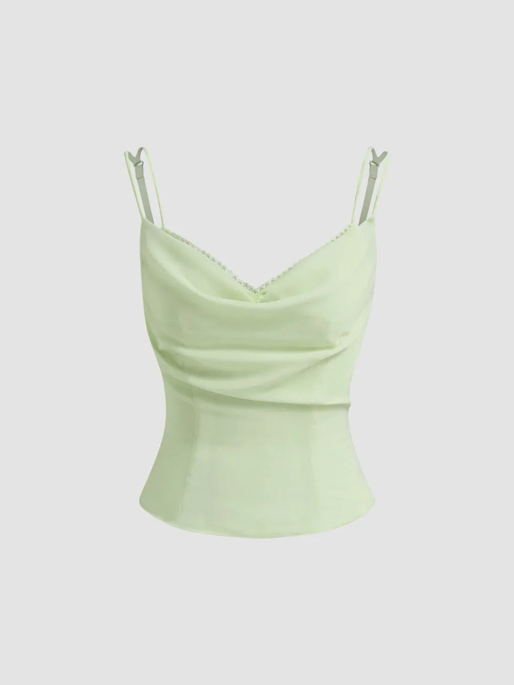 Chiffon Cowl Neck Lettuce Trim Cami Top