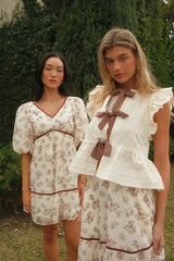Kadie Tie Front Blouse in Mocha FINAL SALE