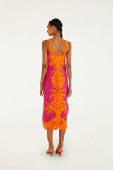 Pink Cutwork Midi Dress