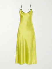 Bias silk-charmeuse slip midi dress