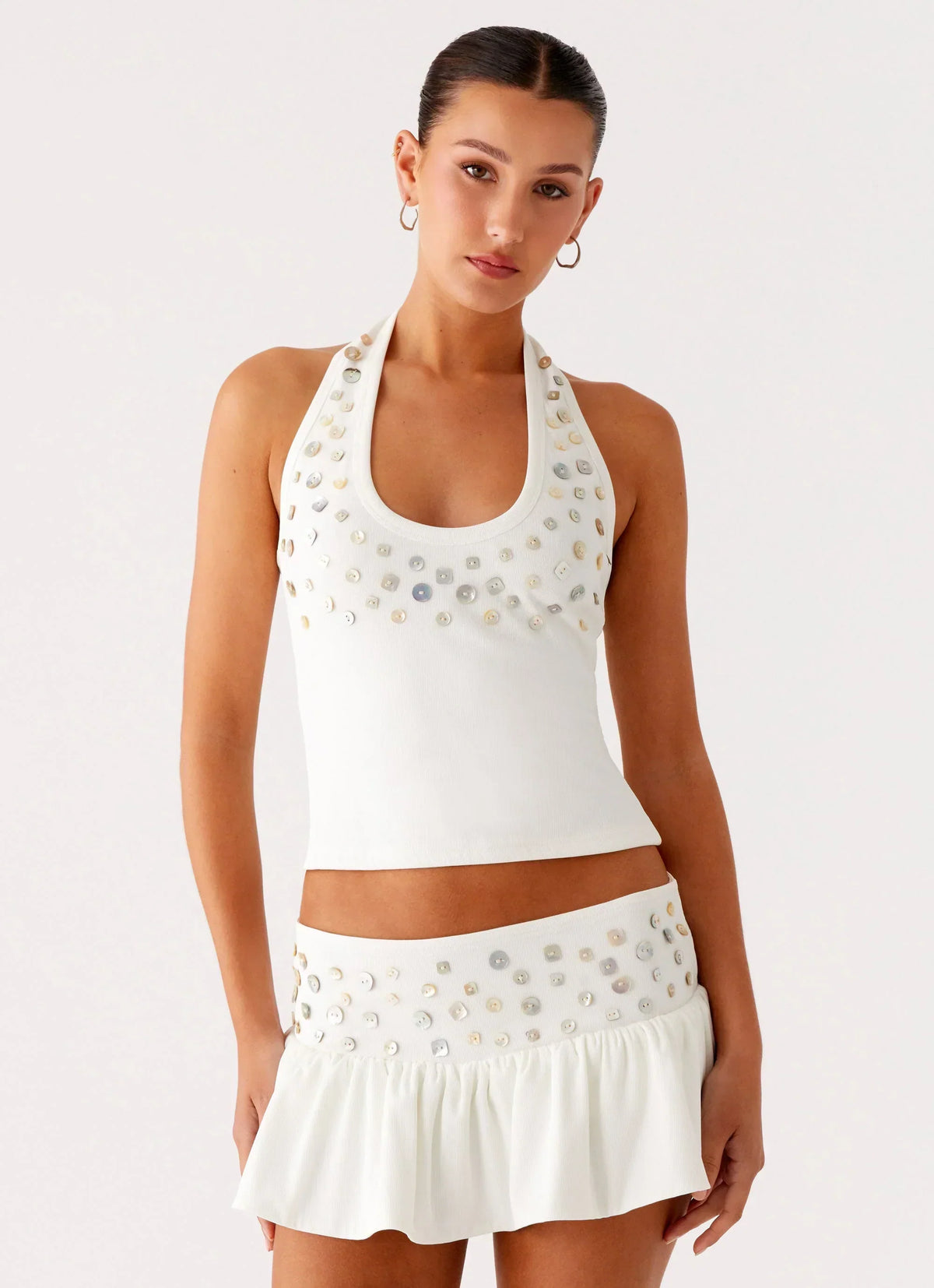Vegas Nights Halter Neck Top White