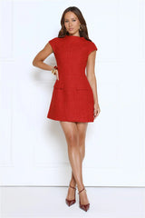 Good Outfit Day Tweed Mini Dress Red