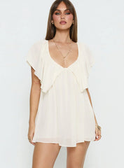 Sun Spirit Plunge Flowy Playsuit Cream