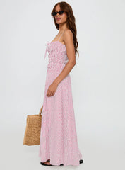 Loralei Shirred Maxi Dress Red Stripe