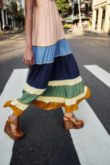 Multicolor Pleats Maxi Dress