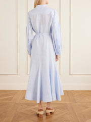 Lydia belted linen midi dress