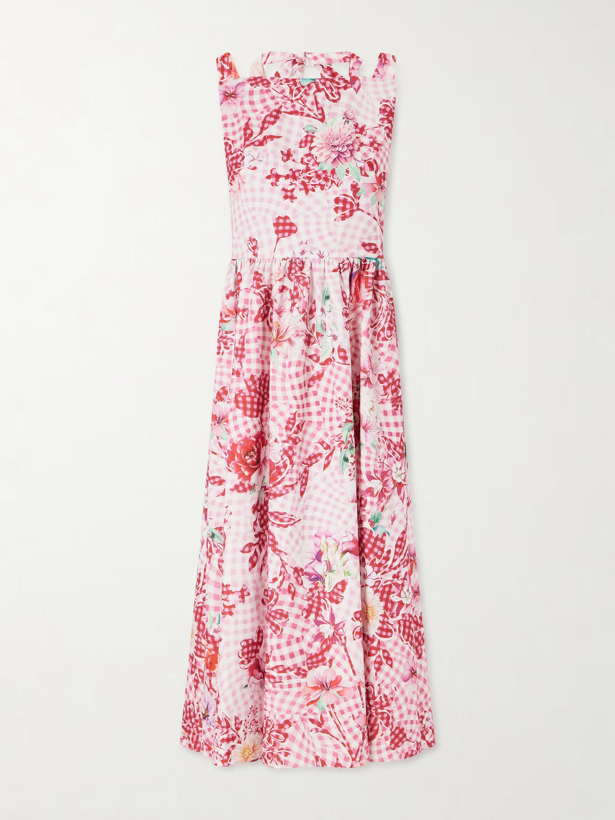 Alma checked floral-print midi dress